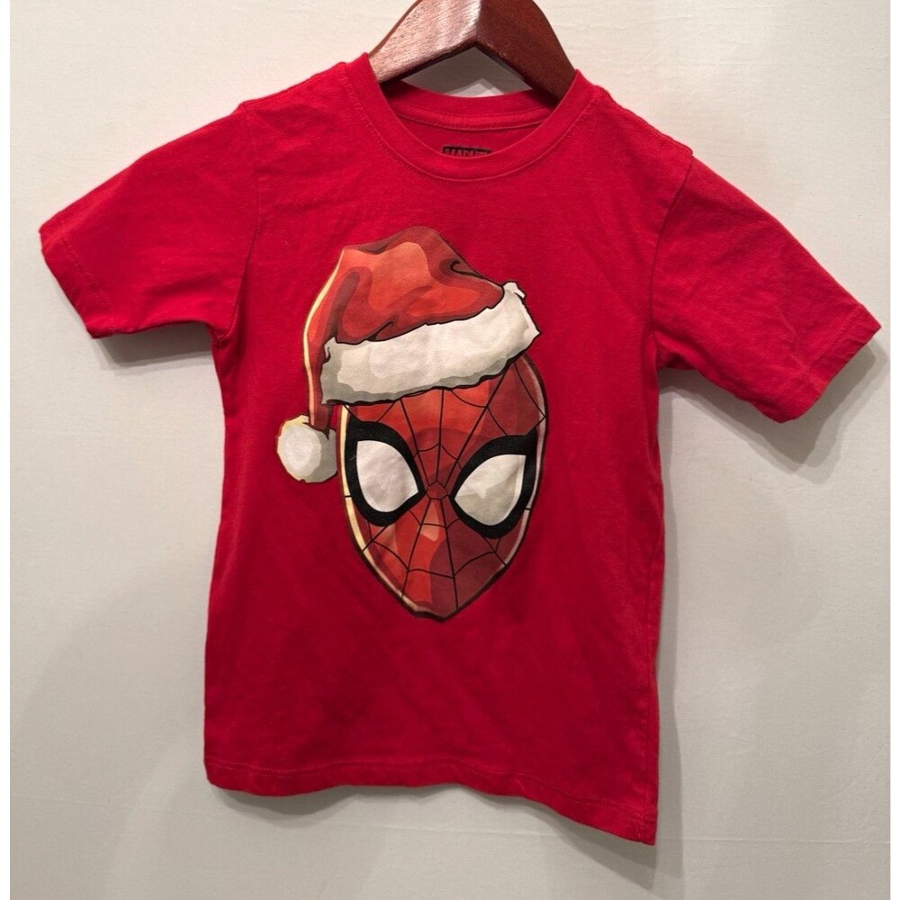 Marvel Spider-Man Boys 6-7Y Red Graphic Print Crew Neck T Shirt Christmas